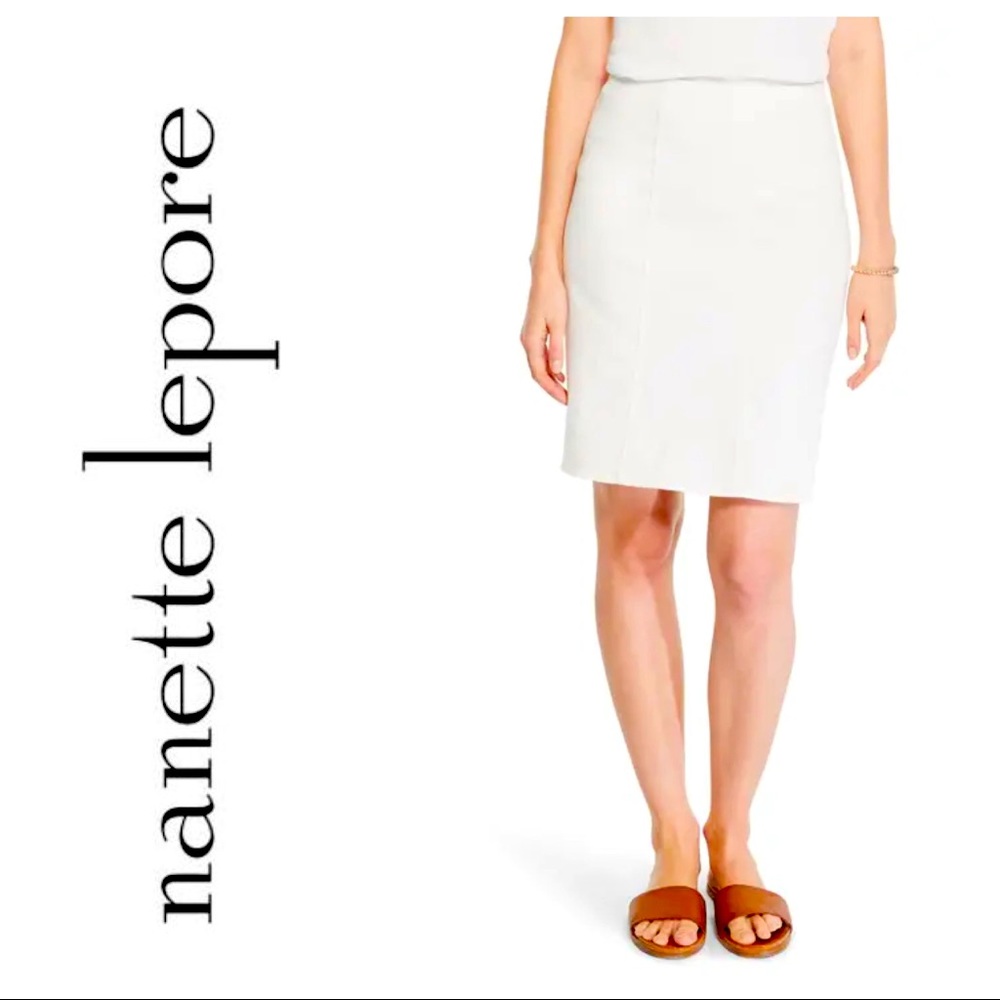 Nanette Lepore Womens Pencil Skirt Size 2 Denim Slit Leg